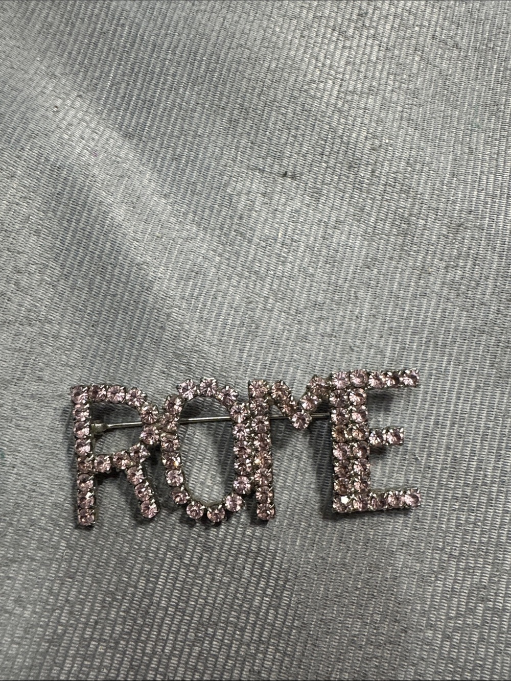 Vintage Source Unknown 'ROME' Pink Rhinestone Women's Brooch